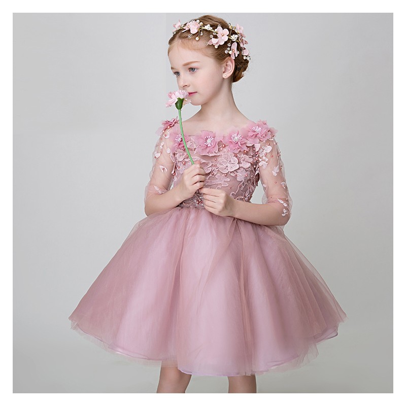 Flower girl formal dress pink colour 90-150cm