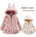 Pink baby coat with hood with ears