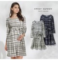 Check print maternity and nursing dress