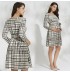 Check print maternity and nursing dress