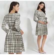 Check print maternity and nursing dress