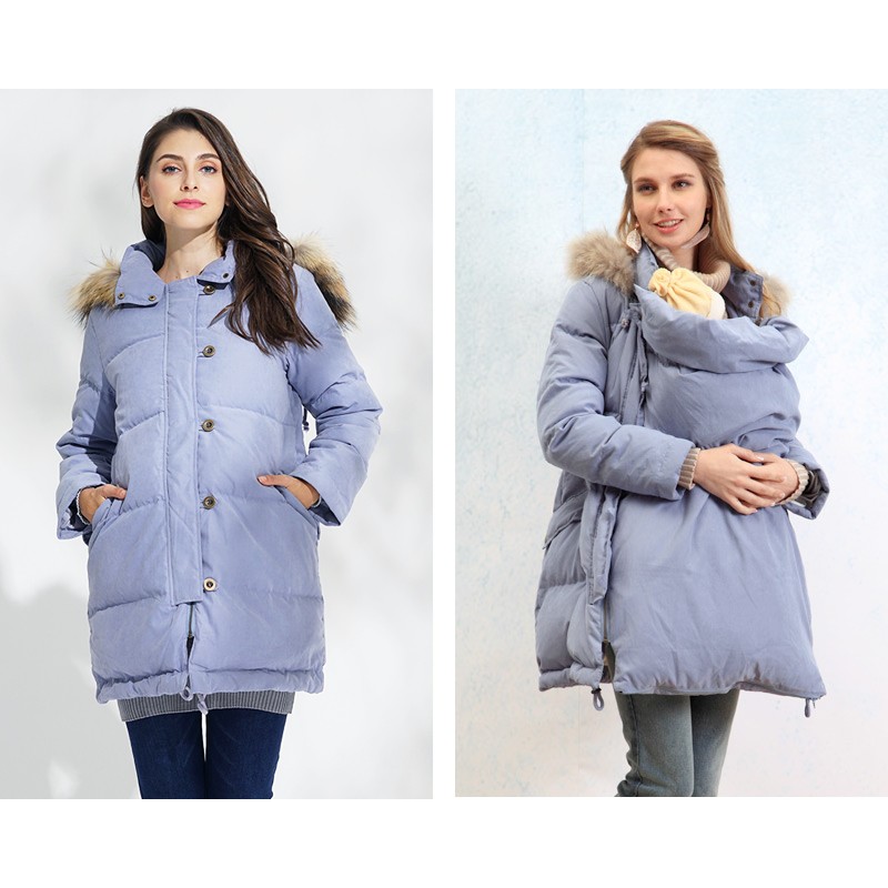 Down Mother Coat with baby pouch for 