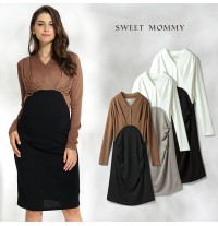Robe de grossesse et allaitement à manches longue col V
