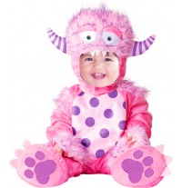 Costume Carnevale Mostro rosa per bambina fino a 3anni