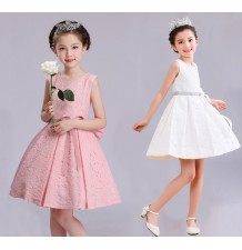 Abito cerimonia bimba damigella bianco/rosa 100-160cm