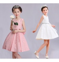 Abito cerimonia bimba damigella bianco/rosa 100-150cm