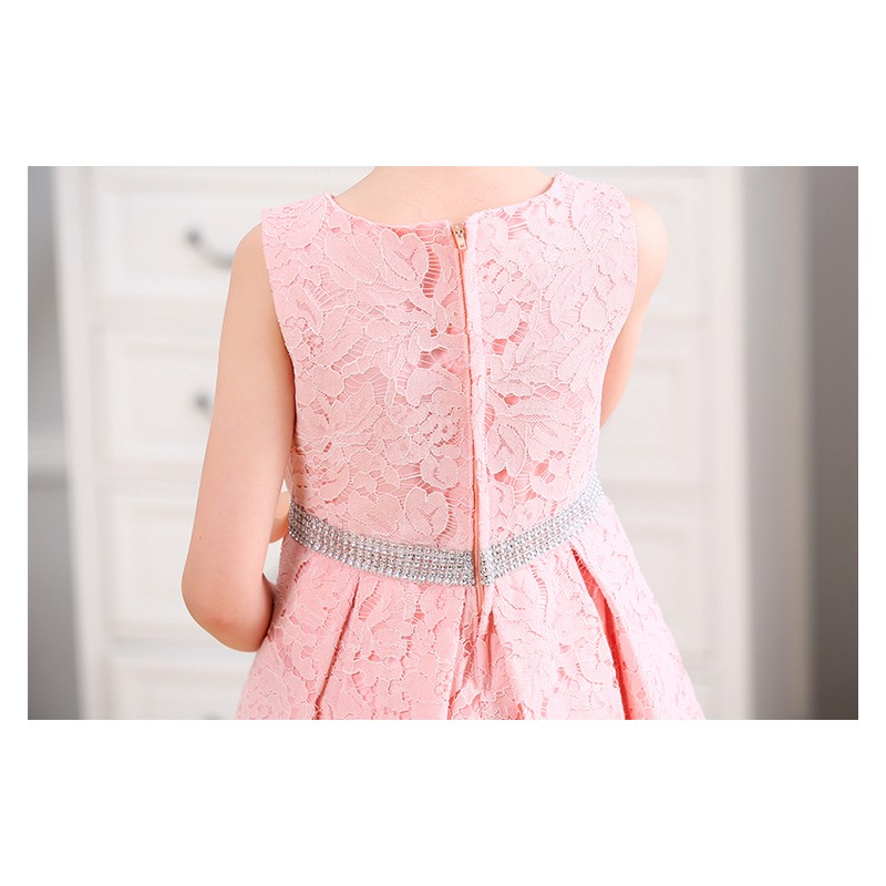 open lace back dress Tween Girls' Mesh Layered Hem Tube Party Dress – Elonnashop