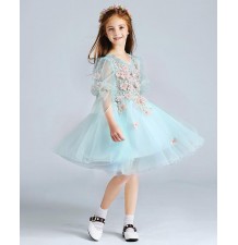 Flower girl ceremony formal dress light blue 100-150cm