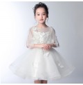 Flower girl formal dress 3/4 sleeves white 100-150 cm