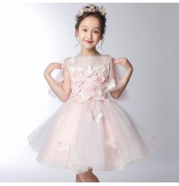 Flower girl formal dress 3/4 sleeves pink 110-160 cm