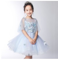 Flower girl formal dress 3/4 sleeves blue 110-160 cm