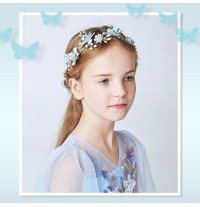 Decorated light blue little girl headband  for ceremonies