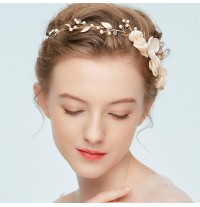 Decorated champagne little girl headband  for ceremonies