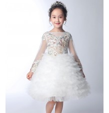 Flower girl formal dress white 110-160cm