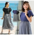 Maternity and nursing two-tone dress