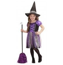 Costume petite sorcière en violet 3-5 ans