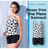 Flower print one piece maternity and nursing swimwear 