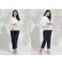Pantalon de grossesse à fines rayures avec double système de réglage de la taille 