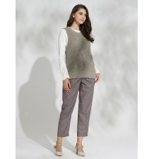 Pantalon de grossesse à fines rayures avec double système de réglage de la taille 