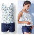 Sandal print one piece maternity and nursing swimwear 