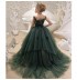 Flower girl formal dress dark green 110-160cm