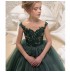 Robe vert foncé de cérémonie fille-demoiselle d'honneur 110-160cm