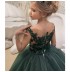 Robe vert foncé de cérémonie fille-demoiselle d'honneur 110-160cm
