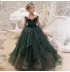 Flower girl formal dress dark green 110-160cm