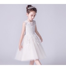 Flower girl ceremony formal dress white 100-160cm
