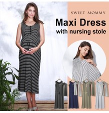 Maternity maxi dress with nursing stole 