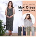 Vestito lungo premaman con stola per l'allattamento