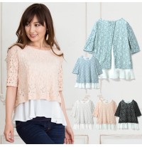 Maternity and nursing short sleeve lace top