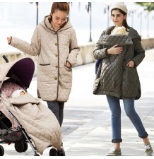 Waterproof mama coat with transformable baby pouch for stroller