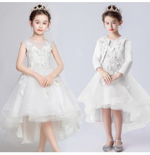 Flower girl ceremony formal dress white 110-160cm