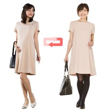 Maternity Nursing Formal Dress With Removable Collar 