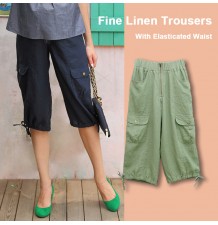 Pantalon corsaire de grossesse à tour de taille réglable 