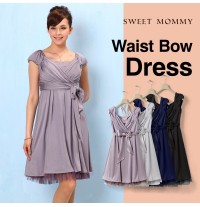 Wide sash Maternity and Nursing Formal Dress 
