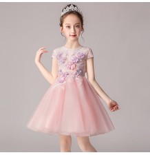 Robe rose de cérémonie fille demoiselle d'honneur 100-160cm
