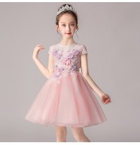 Flower girl ceremony formal dress pink 100-160cm