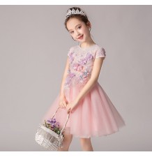 Abito bimba da damigella rosa ricamato 100-160cm