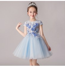 Robe bleu clair de cérémonie fille demoiselle d'honneur 100-160cm