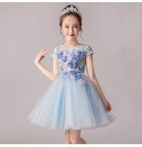 Robe bleu clair de cérémonie fille demoiselle d'honneur 100-160cm