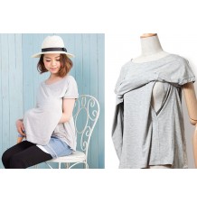 Maglietta premaman e allattamento con inserti di pizzo 