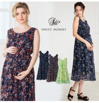 Robe fantaisie de grossesse et allaitement sans manches