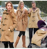 Mother Duffle Coat with baby pouch for stroller 