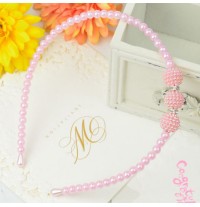 Girl pink beaded headband for ceremonies