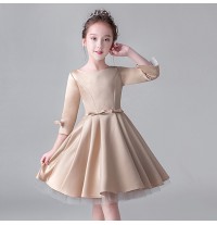 Flower girl champagne colour long sleeves dress 100-160 cm