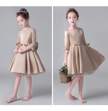 Robe couleur champagne de cérémonie  manches longues 100-160cm