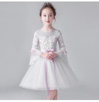 Robe demoiselle d'honneur blanc brodé 100-160cm