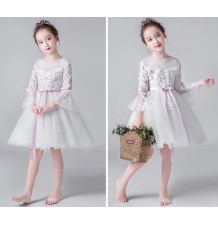 Abito bimba da damigella bianco ricamato 100-160cm